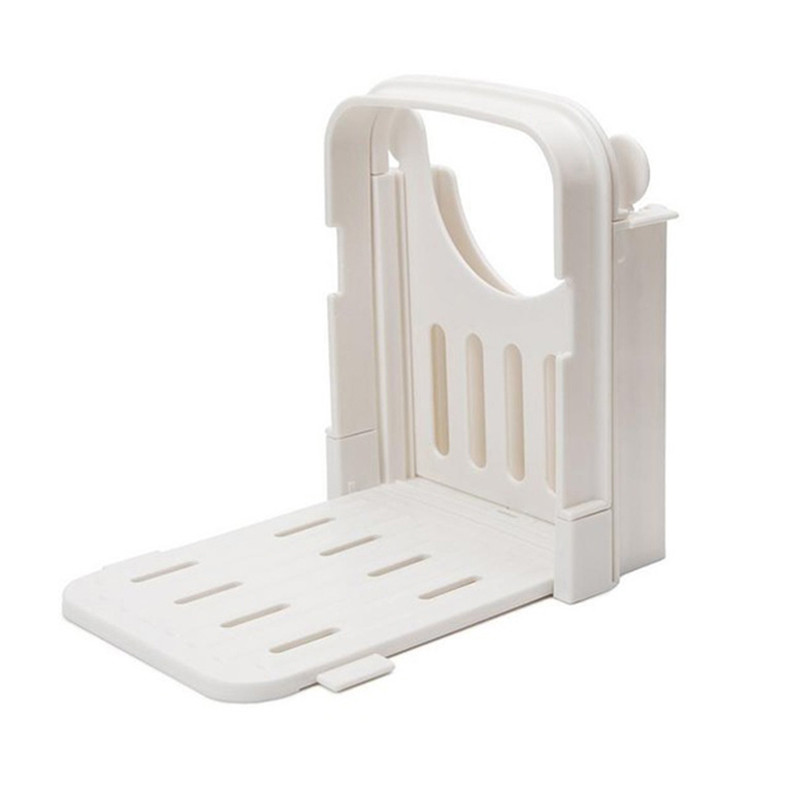 Sulankstomas duonos pjaustytuvas, reguliuojamas duonos pjaustymo vadovas naminei duonai, beigelio skrudinta duonos pjaustyklė / pjaustyklė, duonos pjaustymo mašina, balta