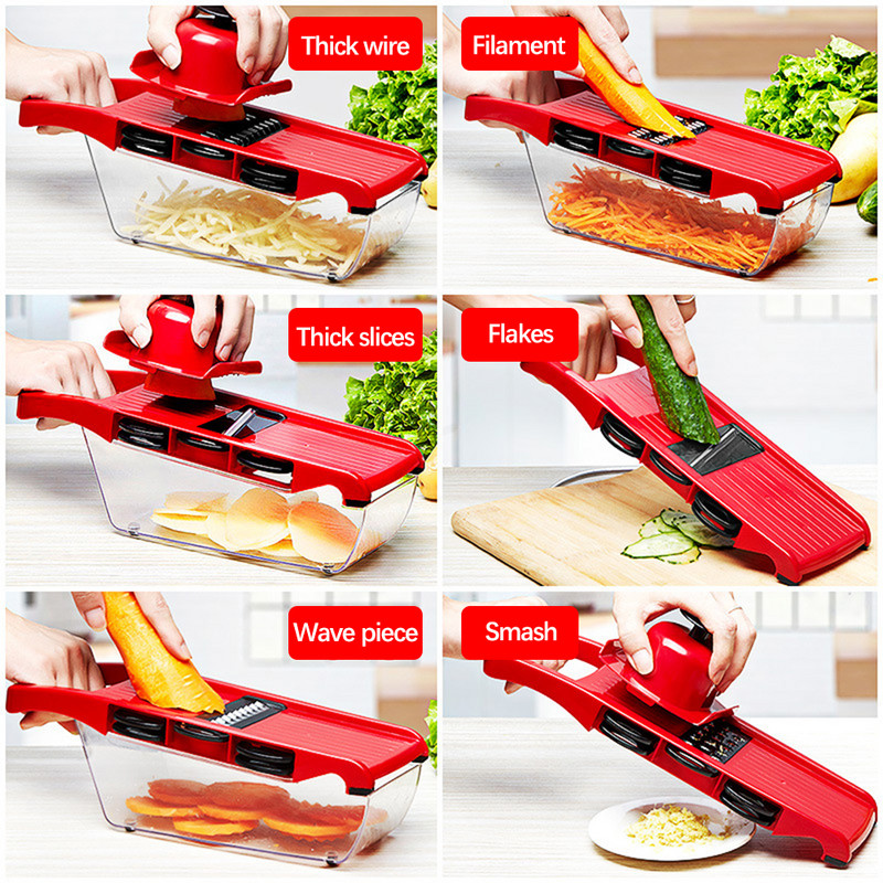 Višenamjenski rezač povrća za sjeckalice povrća Višenamjenski rezač Gulilica Mrkva Voće 6 u 1 Naprave Alat za rezanje povrća