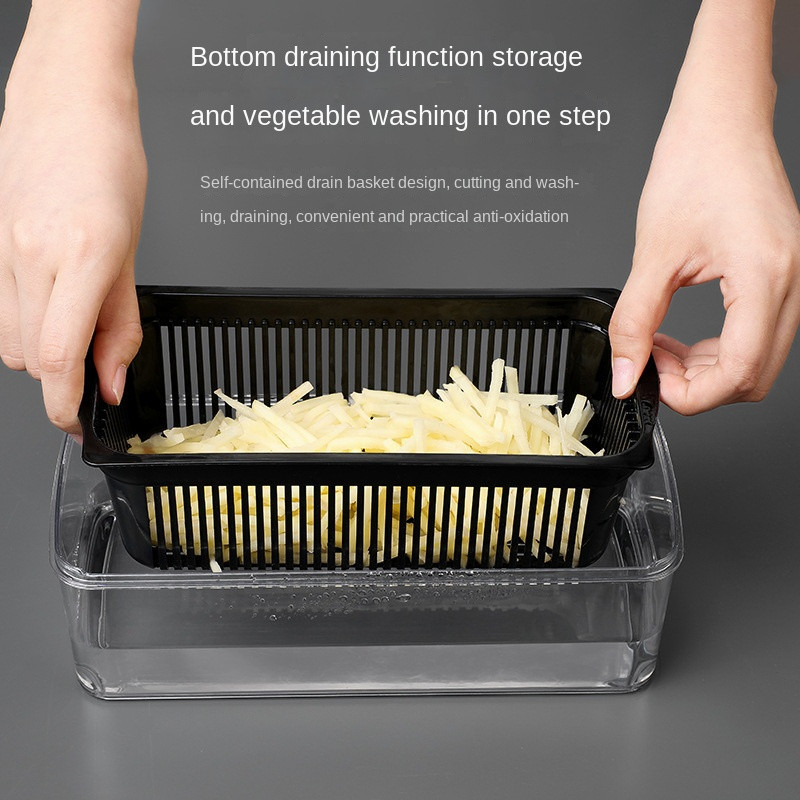 Daugiafunkcinis daržovių pjaustytuvas vaisių pjaustyklės smulkintuvas Vielinis oblius drenažo krepšelio pjaustyklė 8 viename įrankių virtuvės priedai