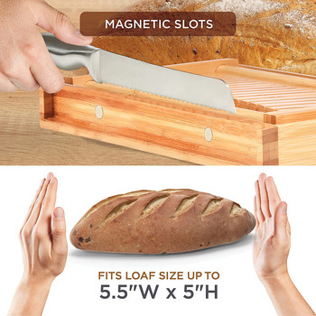 Πτυσσόμενος Οδηγός κοπής ψωμιού σε φέτες ξύλου μπαμπού με κόφτη μαχαιριού Εργαλεία παρασκευής φραντζολών κοπής ψωμιού σε φέτες Αξεσουάρ κουζίνας Κουζίνα