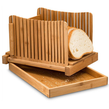 Φυσικός κόφτης ψωμιού μπαμπού για σπιτικό ψωμί Πτυσσόμενο & Συμπαγής Οδηγός σανίδας κοπής τοστ Ρυθμιζόμενος κόφτης 3 πάχους