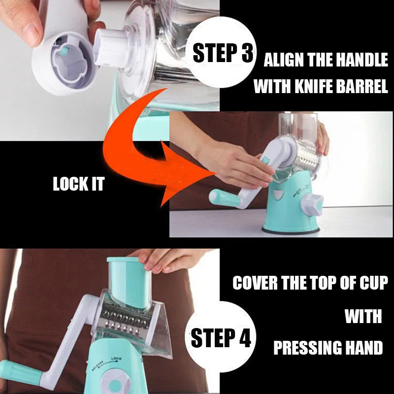 Kreativni 3 u 1 ribež za rezanje povrća, ručni rezač krumpira, mrkve, plastični ribež za sir, oštrica od nehrđajućeg čelika, kuhinjski alati