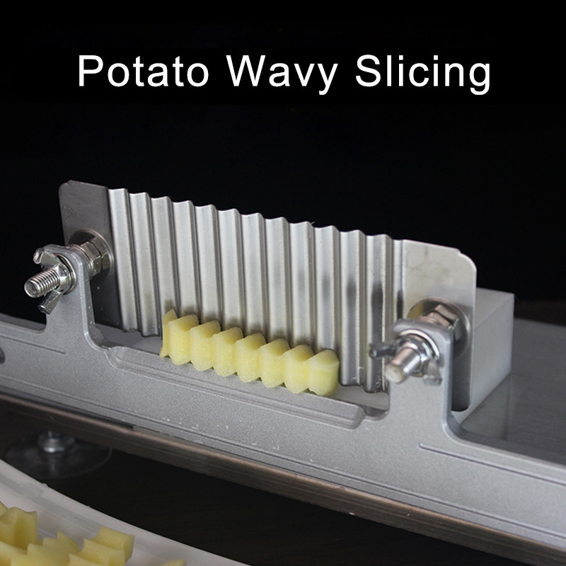 Komercinis nerūdijančio plieno bulvių drožlių pjaustytuvas gruzdintų bulvyčių bulvių pjaustytuvas banguotas bulvių pjaustymas virtuvės daržovių vaisių peilių įrankis