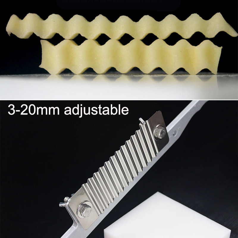 Komercinis nerūdijančio plieno bulvių drožlių pjaustytuvas gruzdintų bulvyčių bulvių pjaustytuvas banguotas bulvių pjaustymas virtuvės daržovių vaisių peilių įrankis