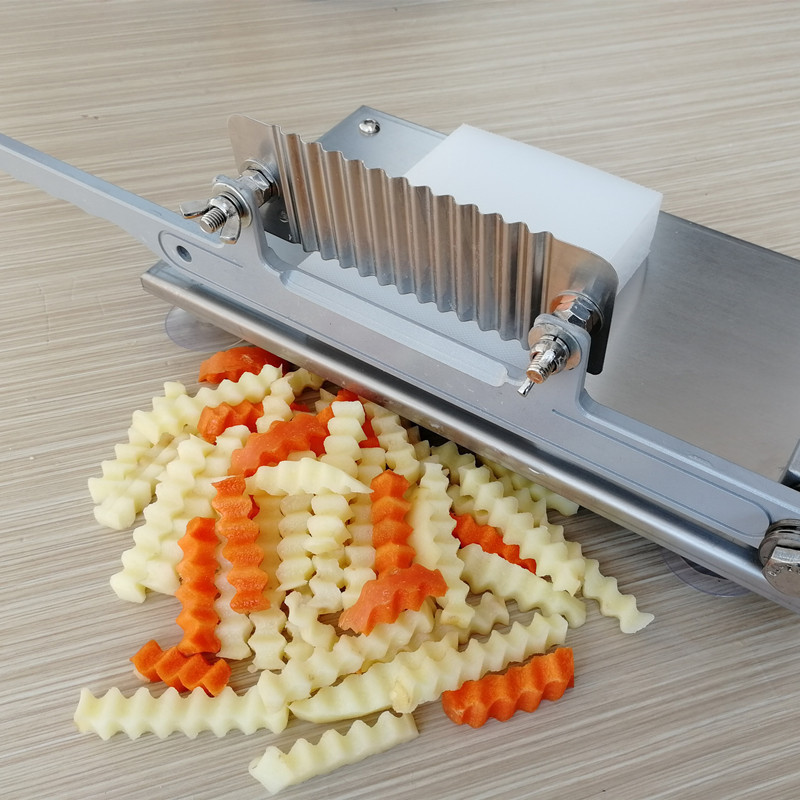 Komercinis nerūdijančio plieno bulvių drožlių pjaustytuvas gruzdintų bulvyčių bulvių pjaustytuvas banguotas bulvių pjaustymas virtuvės daržovių vaisių peilių įrankis