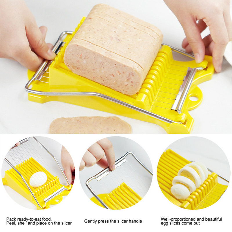 Daudzfunkcionāla nerūsējošā tērauda manuāla pusdienas gaļa ola šķiņķis siers augļu griezējs pārtikas griešanas mašīna gatavošanas rīks virtuves piederums