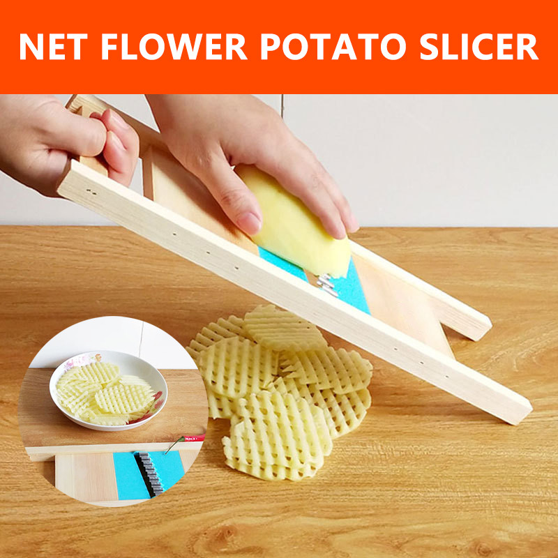 Kuhinjska drvena mreža za rezanje krumpira Ribelica za povrće Valovita mreža Sjeckalica Rezač valoviti nož Sjeckalica Sjeckalica za salatu Gulilica za gnječenje