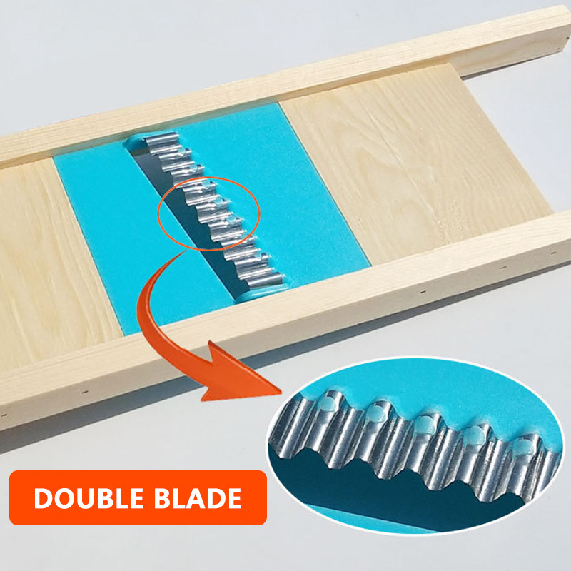 Kuhinjska drvena mreža za rezanje krumpira Ribelica za povrće Valovita mreža Sjeckalica Rezač valoviti nož Sjeckalica Sjeckalica za salatu Gulilica za gnječenje