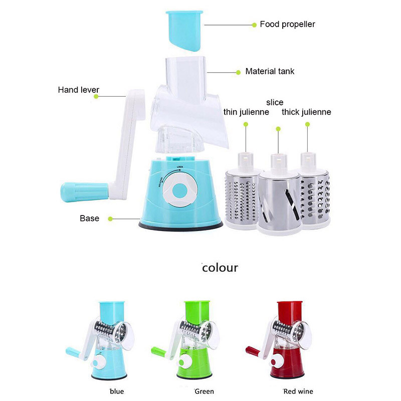 3 viename daugiafunkcė rankinė daržovių pjaustyklė apvali mandolino pjaustyklė bulvių pjaustyklė daržovių spiralizatorius virtuvė