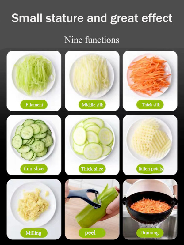 Višenamjenski rezač povrća Rezač Sjeckalica Cjedilo za voće Košara Spiralizer Ribelica Sjeckalica za hranu Mandolina Kuhinjski alat