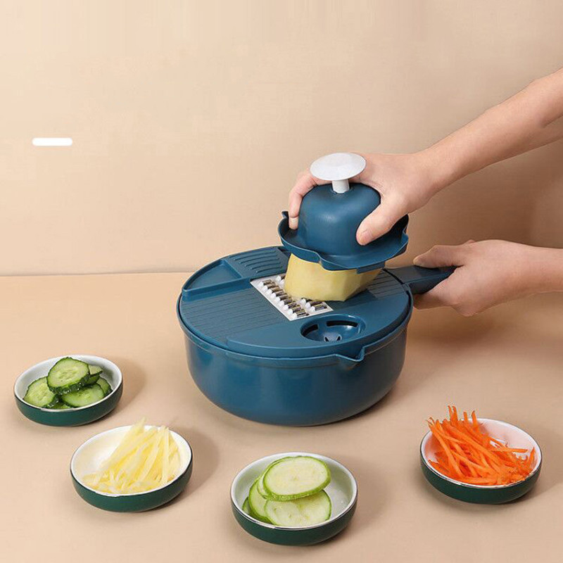 Daudzfunkcionāls dārzeņu griezējs virtuves rīki Kartupeļu smalcinātājs Šķēlīšu rīve Dārzeņu smalcinātājs Lāpstiņa Drenāžas grozs Virtuves sīkrīks