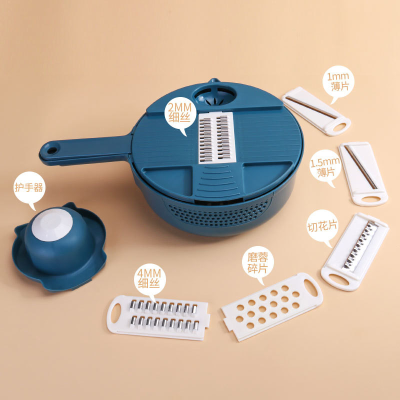 Daudzfunkcionāls dārzeņu griezējs virtuves rīki Kartupeļu smalcinātājs Šķēlīšu rīve Dārzeņu smalcinātājs Lāpstiņa Drenāžas grozs Virtuves sīkrīks