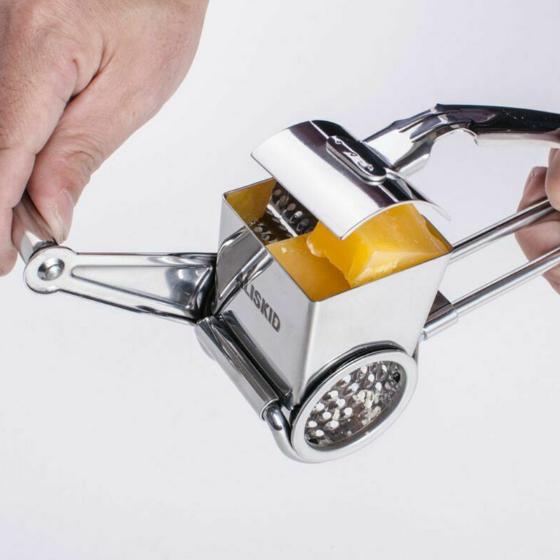 Rotācijas siera šokolādes rīves smalcinātājs Virtuves piederumi Nerūsējošā tērauda griezēja dzirnaviņas ar 3 cilindru asmeņiem Mājas virtuves instrumenti