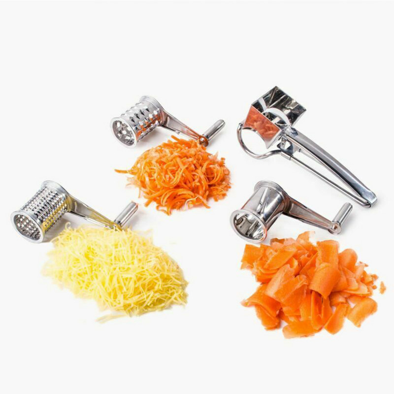 Rotācijas siera šokolādes rīves smalcinātājs Virtuves piederumi Nerūsējošā tērauda griezēja dzirnaviņas ar 3 cilindru asmeņiem Mājas virtuves instrumenti