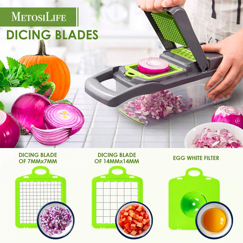 Daržovių smulkintuvas, svogūnų smulkintuvas, daržovių pjaustyklė 12 viename, pjaustyklė profesionaliam pjaustytuvui, pjaustyklė, rankinė pjaustyklė, mandolinų smulkintuvas su kont.