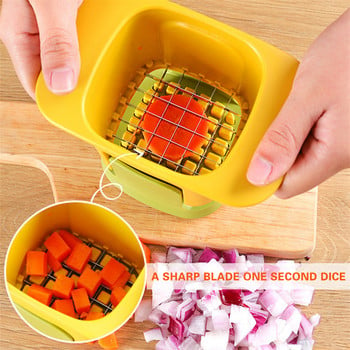 Мултифункционален нож за зеленчуци за рязане на кубчета Лук Чопър за зеленчуци Слайсер за картофени чипсове Резачка за моркови и шунка Кухненски инструмент