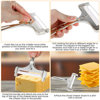 Телена резачка за сирене от неръждаема стомана, регулируема дебелина на резачка за сирене с ергономична дръжка Кухненски аксесоари Инструменти