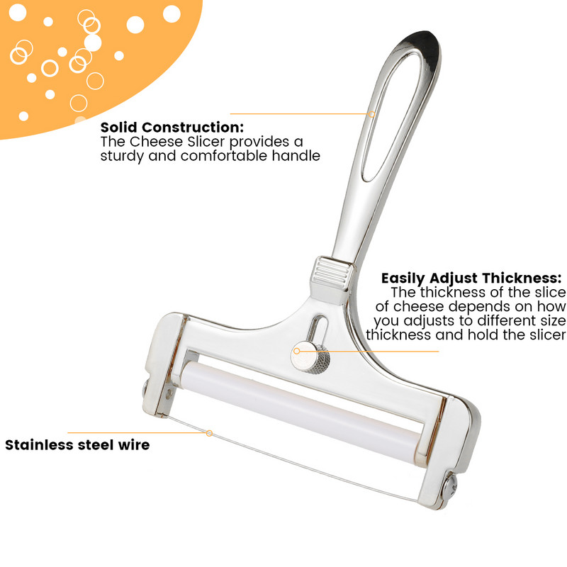 Žičani rezač za sir od nehrđajućeg čelika Podesivi žičani rezač za sir s ergonomskom ručkom Kuhinjski pribor Alati