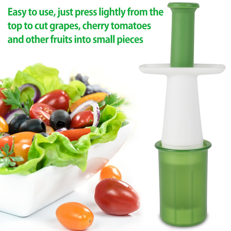 Vynuogių pjaustyklė, saugus netoksiškas PP vynuogių braškių pjaustytuvas su aštriais nerūdijančio plieno ašmenimis universaliu pomidorų vyšnių pjaustytuvu