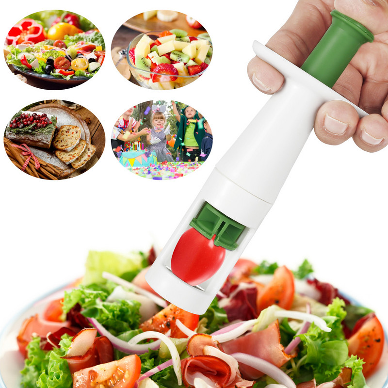 Vynuogių pjaustyklė, saugus netoksiškas PP vynuogių braškių pjaustytuvas su aštriais nerūdijančio plieno ašmenimis universaliu pomidorų vyšnių pjaustytuvu