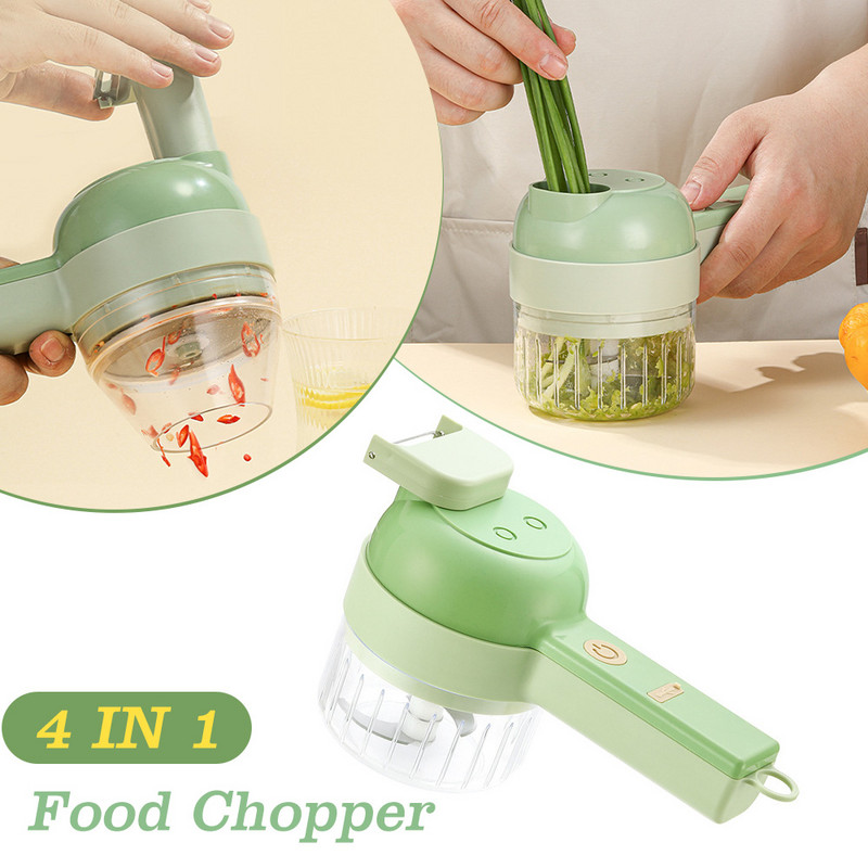 4 viename daržovių pjaustytuvų rinkinys Maisto smulkintuvai Rankiniai elektriniai belaidiai čili česnakų purvo trintuvai namų virtuvės priedams