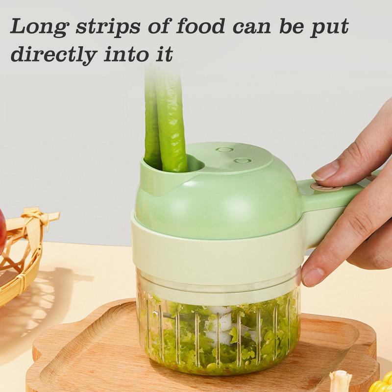 4 viename daržovių pjaustytuvų rinkinys Maisto smulkintuvai Rankiniai elektriniai belaidiai čili česnakų purvo trintuvai namų virtuvės priedams