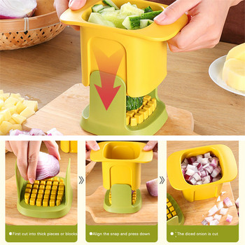 Многофункционална резачка за зеленчуци Домакинска ръчна машина за нарязване на лук Инструмент за правене на чипове за кухня Ръчна резачка