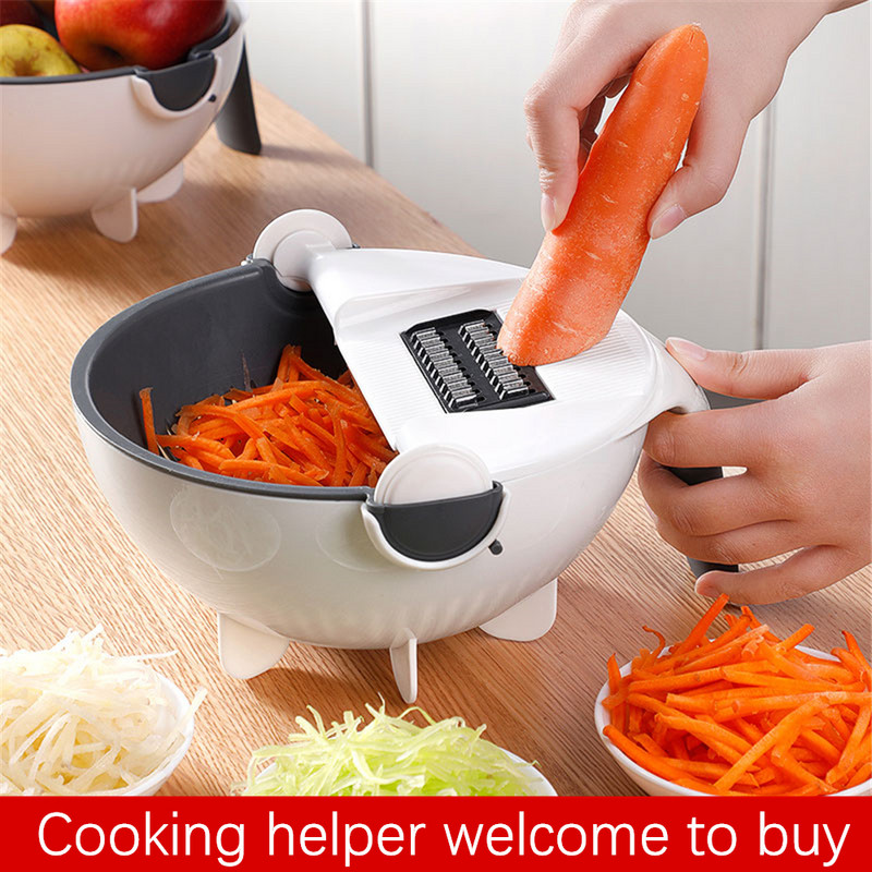 Čarobni višenamjenski rotirajući rezač povrća s košarom za odvod Kuhinjski sjeckalica voća Rendač Rezač Drop dostava