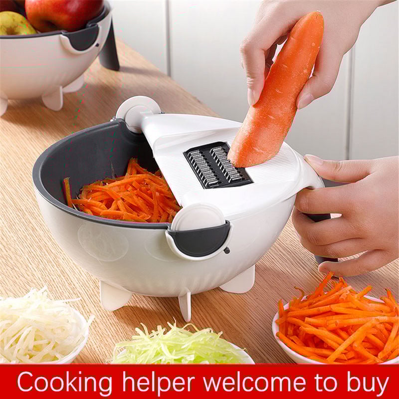 Čarobni višenamjenski rotirajući rezač povrća s košarom za odvod Kuhinjski sjeckalica voća Rendač Rezač Drop dostava