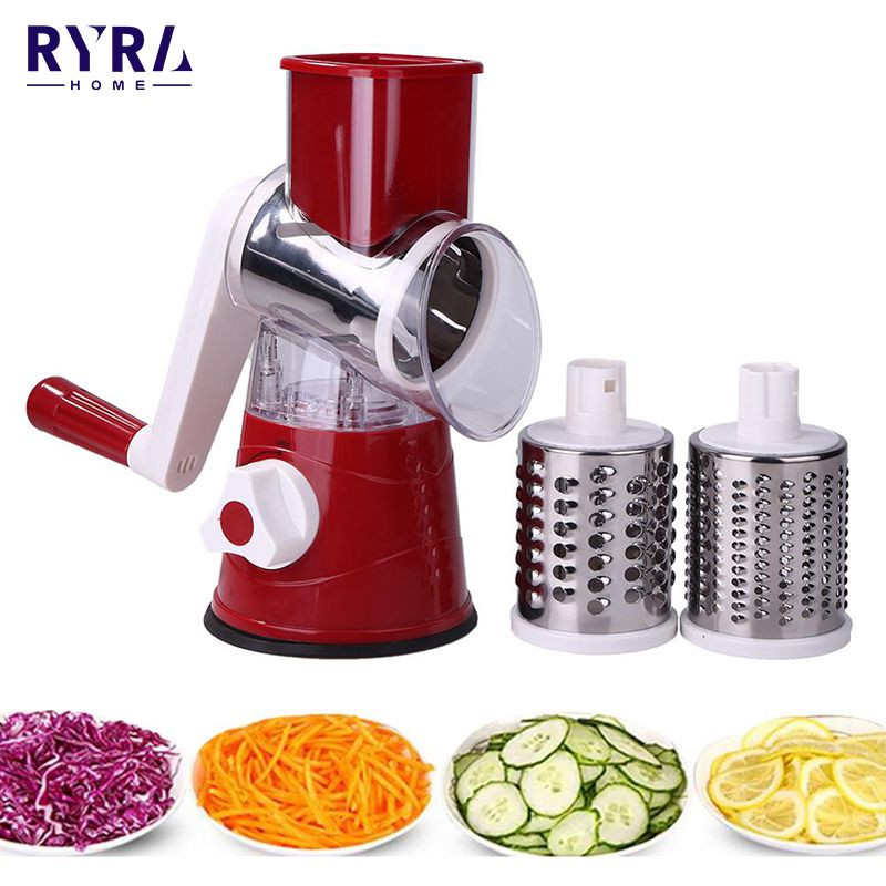 Ručni rezač povrća 3 u 1 Okrugli rezač za mandolinu Sjeckalica za krumpir Mrkva Rende Spiralizator Kuhinjski pribor Gadget