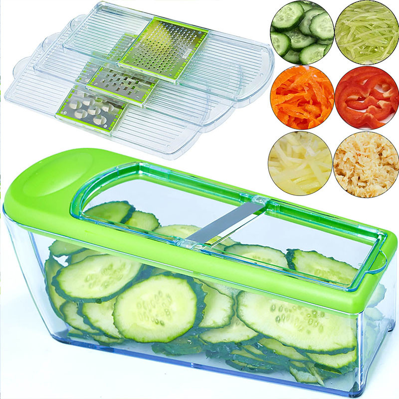 LHS Mandolina Višenamjenski rezač za prešanje povrća Rezač Gulilica voća Sjeckalica Ribelica za povrće Sjeckalica s 4 oštrice
