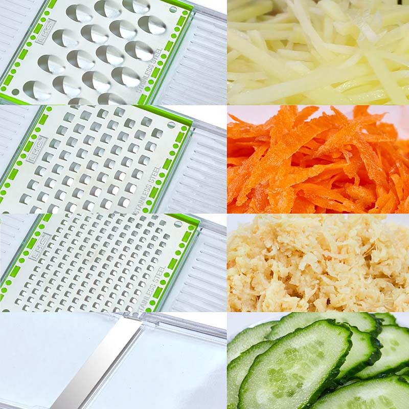 LHS Mandolina Višenamjenski rezač za prešanje povrća Rezač Gulilica voća Sjeckalica Ribelica za povrće Sjeckalica s 4 oštrice