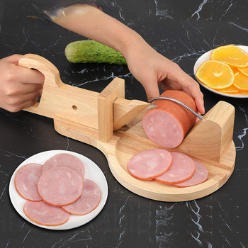 Дървена гилотина за колбаси Резачка за месо с острие amp; Колче за предпазна ключалка, резачки за храна Кухненска джаджа за дома