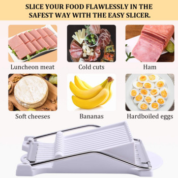 MOONBIFFY Κόφτης κρέατος Ξηρός κόφτης λουκάνικων 10 σύρματα Κόφτης τροφίμων από ανοξείδωτο ατσάλι Κόφτης τροφών Τυριού αυγού λαχανικών Φρούτα κοπής spam