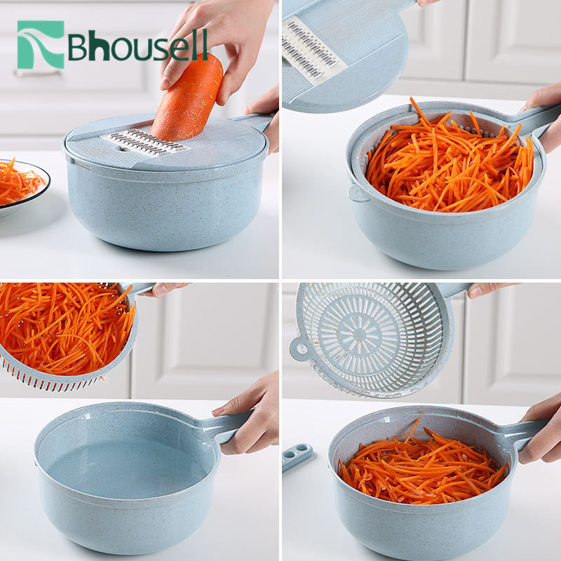 12 U 1 Rezač povrća Nicer Rezač za povrće od nehrđajućeg čelika Rezač povrća Kuhinjski pribor Višenamjenska košara za odvod Kuhinjski alat