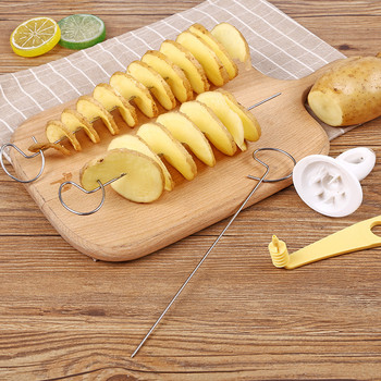 3 χορδές Περιστρεφόμενος κόφτης πατάτας από ανοξείδωτο ατσάλι + πλαστικός στριφτός κόφτης πατάτας σπιράλ DIY Εγχειρίδιο Δημιουργικά Gadgets κουζίνας