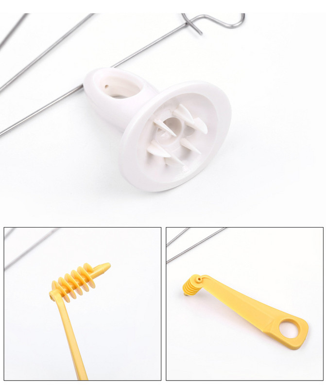 Rotirajući rezač krumpira s 3 žice od nehrđajućeg čelika + plastični upleteni rezač krumpira Spiralni DIY ručni kreativni kuhinjski dodaci