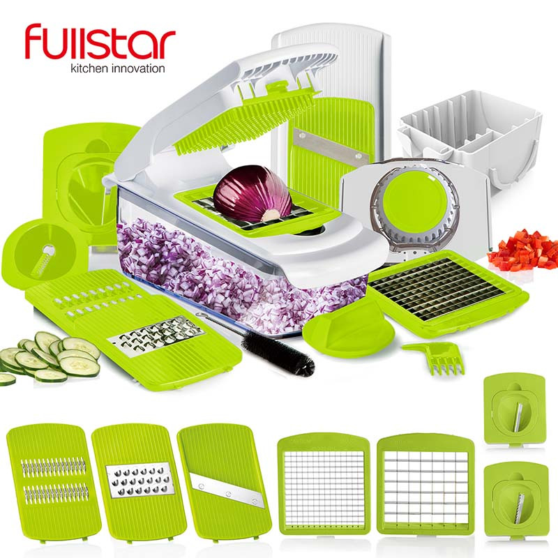 Kuhinjski dodatak Mandolina Nož za rezanje Food Chooper Rezač za povrće Gulilica, Rezač, Rende kuhinjski alat sa 7 oštrica za rezanje na kockice