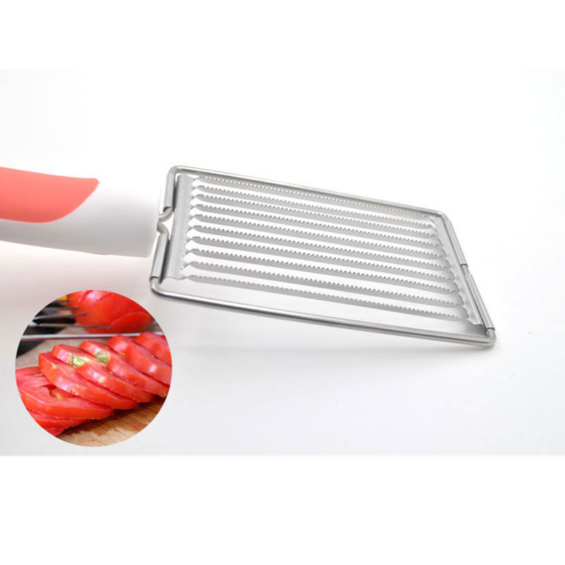 1 vnt. Pomidorų priešpiečių mėsos pjaustyklė, nerūdijančio plieno kumpis dešra, bananai, kiaušiniai, vaisiai, salotos, pyragaičiai, įrankiai, virtuvės gaminimo įtaisai