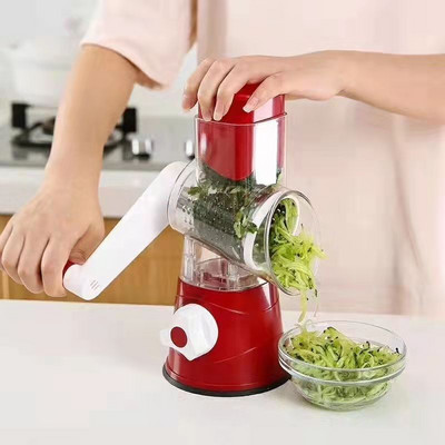 Tăiător de legume 3 în 1 Accesorii manuale de bucătărie Răzătoare Tocător de legume Cutter rotund Spiralizator de cartofi Instrument gadget de acasă