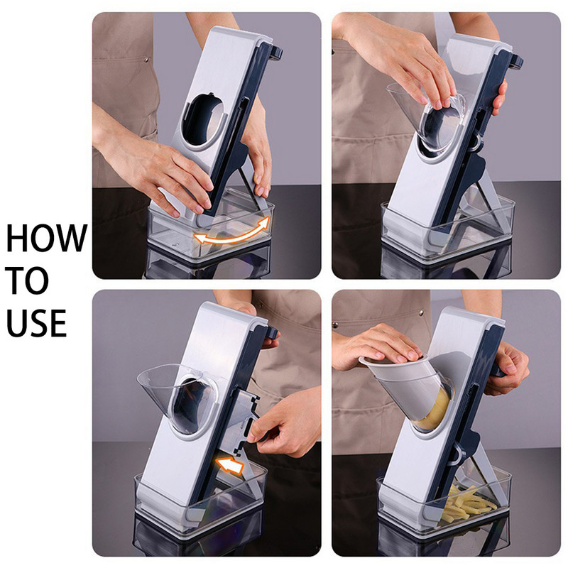 Višenamjenski ručni rezač za rezanje povrća Sjeckalica za prešanje hrane Voće, krumpir, krastavac, mrkva, Sjeckalica za meso 3 u 1