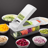 Dispozitiv multifuncțional de tăiat cubulețe Alimente Legume Tocător ceapă Tăiător Dicer Roșii Cutter Răzătoare 12 în 1 Tocator Veggie Spiralizer