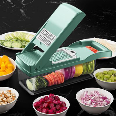 Dispozitiv multifuncțional de tăiat cubulețe Alimente Legume Tocător ceapă Tăiător Dicer Roșii Cutter Răzătoare 12 în 1 Tocator Veggie Spiralizer