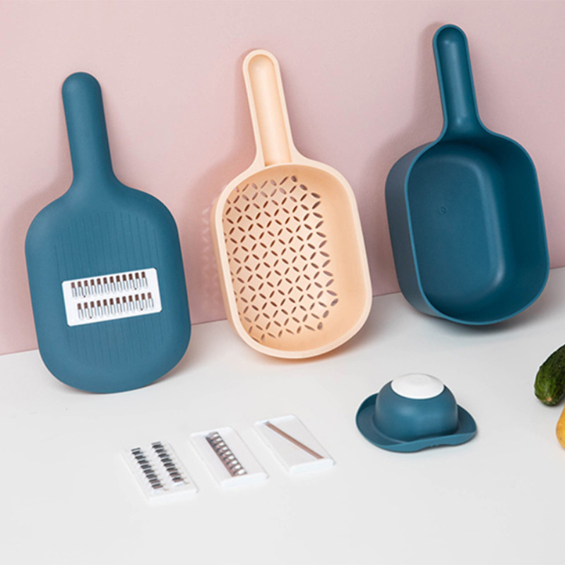 PP Ανοξείδωτος χάλυβας Κόφτης λαχανικών Αποφλοιωτής Αποθήκευσης Καλάθι Τρίφτης Εργαλείο κουζίνας για τυρί καρότο πατάτας Navy Blue DropShip