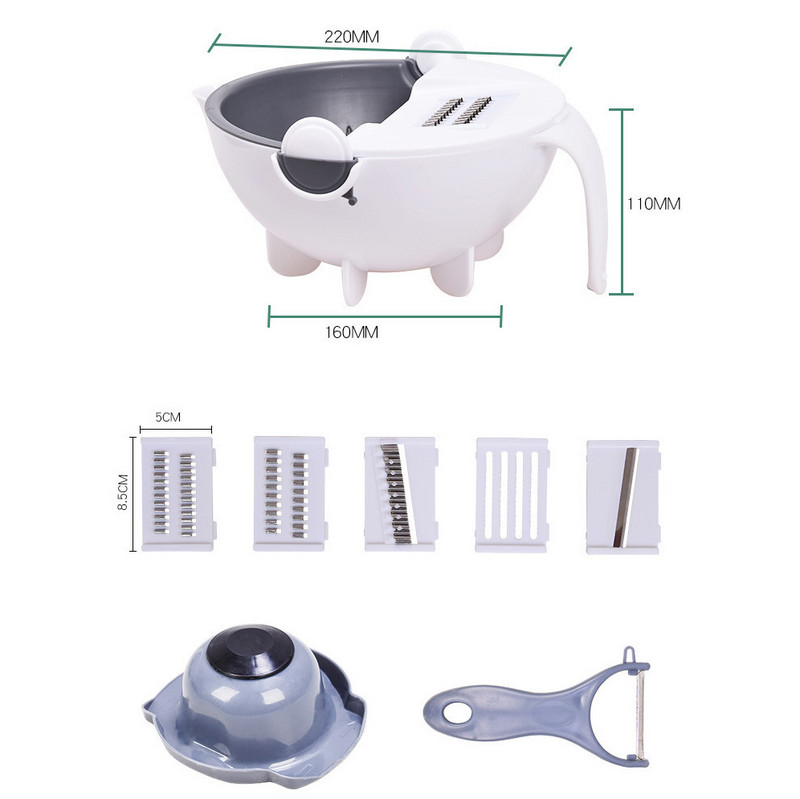 Κόφτης λαχανικών Πολυλειτουργικός Χειροκίνητος Τρίφτης Πατάτας Αποφλοιωτής Κόφτης Κουζίνας Τρυπητό Καλάθι Αποστράγγισης Αξεσουάρ κουζίνας