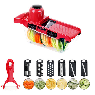 Tăiător de legume Tăiător de alimente multifuncțional Mașină de tăiat fructe Cartofi Răzătoare pentru morcovi Ceapă Accesorii pentru bucătărie Coș Tăiător pentru fructe