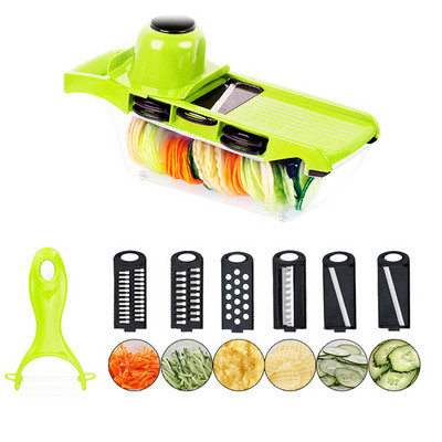 Tăiător de legume Tăiător de alimente multifuncțional Mașină de tăiat fructe Cartofi Răzătoare pentru morcovi Ceapă Accesorii pentru bucătărie Coș Tăiător pentru fructe