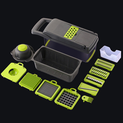 Tăiător de legume Tăiător de alimente multifuncțional Mașină de tăiat fructe Cartofi Răzătoare pentru morcovi Ceapă Accesorii pentru bucătărie Coș Tăiător pentru fructe