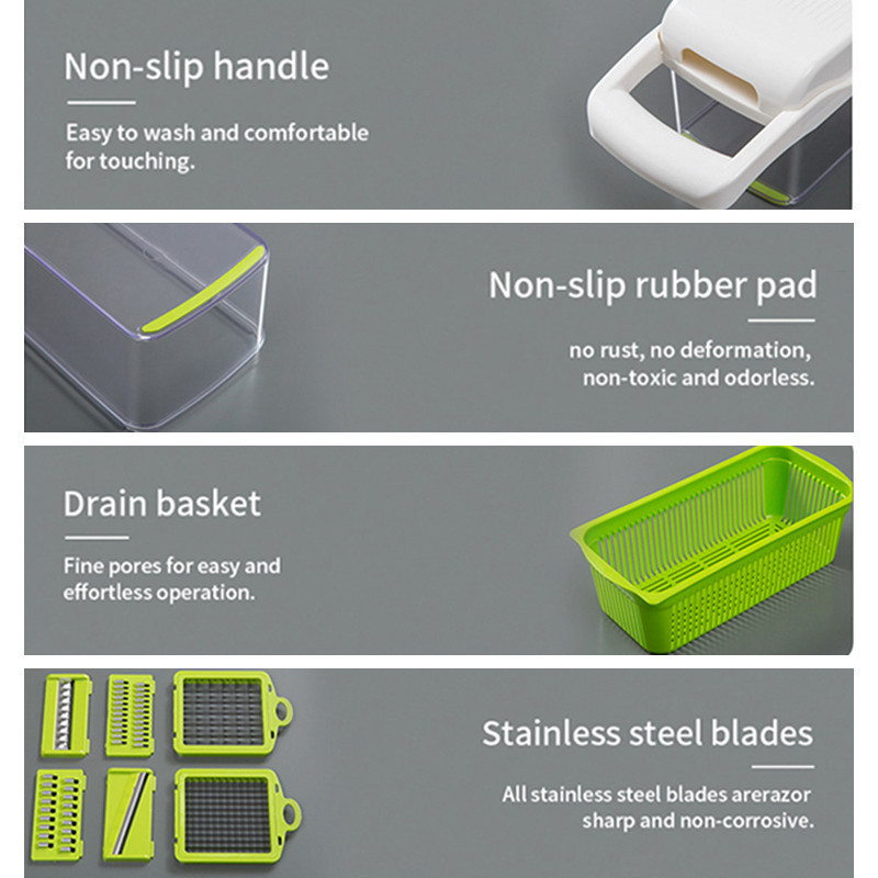 Rezač povrća Višenamjenski rezač hrane Gulilica za voće Gulilica za krumpir Mrkva Rende za luk Kuhinjski dodaci Košara Rezač za voće