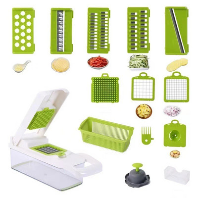 Tăiător manual de legume multifuncțional Bucătărie de casă Mașină de curățat cartofi Filtru de albuș de ou Jeleu Dicer Castravete Morcovi Răzătoare Instrument Cuțit